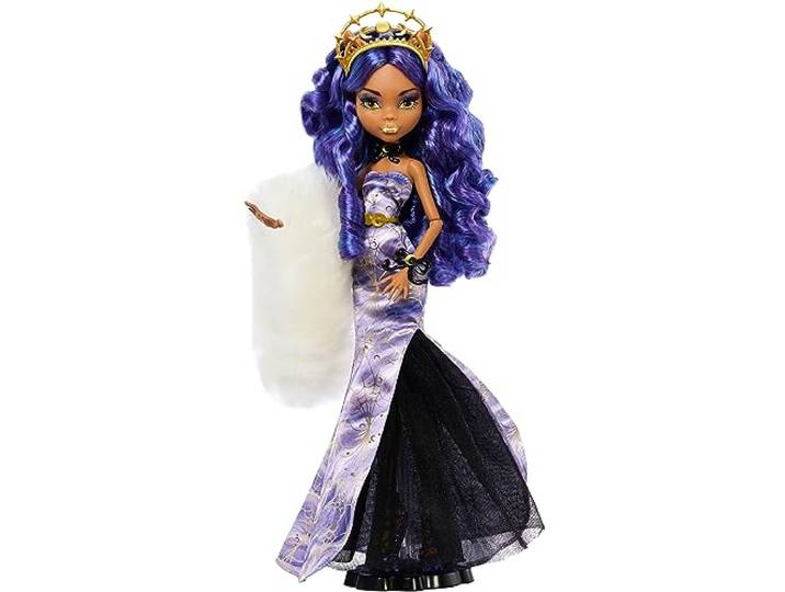 Monster High Howliday Winter Edition Puppe Clawdeen Wolf Sammlerstück im ICY Lavender Kleid mit Pelzboa & Zubehör