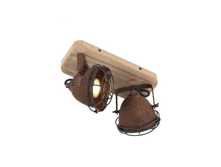 Spot intelligent marron rouille avec bois avec 2 WiFi GU10 - Gina