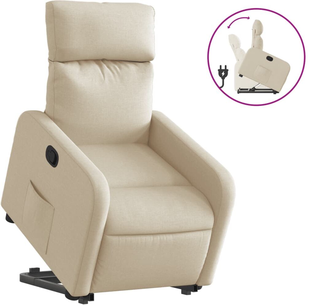 vidaXL Fauteuil inclinable Crème Tissu