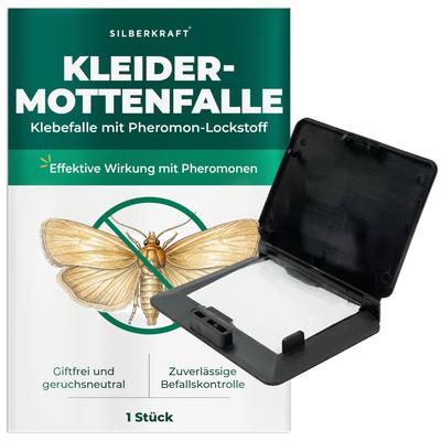 Silberkraft Kleidermottenfalle – Klebefalle mit Pheromon-Lockstoff gegen Kleidermotten – 1 Stück