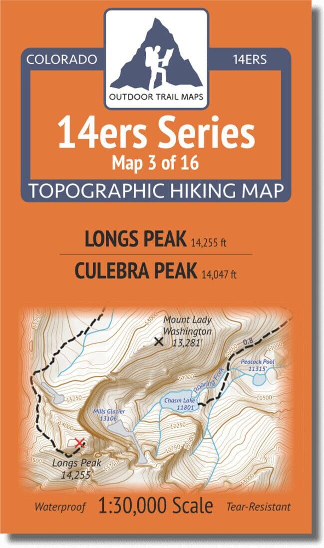 Colorado 14ers Map Series 3 of 16 - Longs Peak   Culebra Peak   Outdoor Trail Maps LLC