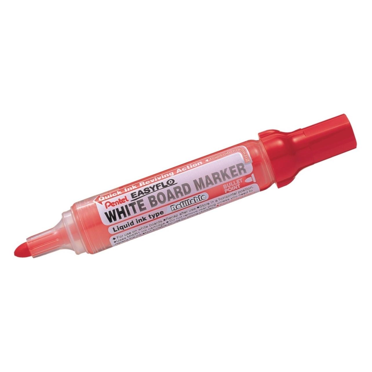Pentel Whiteboard-Marker EASYFLO MW50M, Rundspitze, rot (1x) (MW50M-BO)