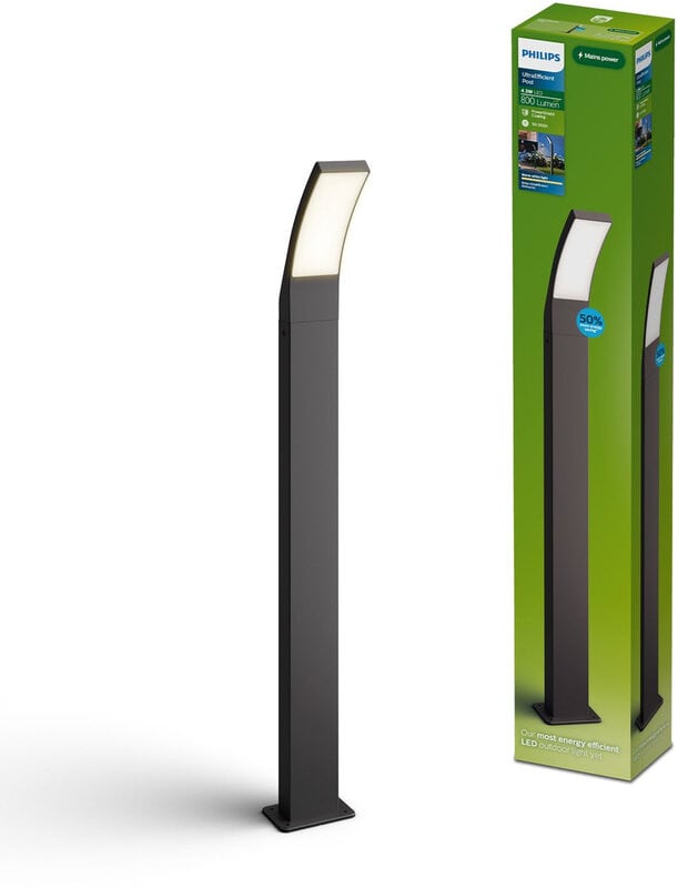 Philips Splay Tuinpaal Antraciet - LED Buitenverlichting - Warmwit licht 2700K - Aluminium