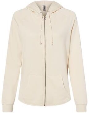 Independent Trading Co. PRM2500Z Women's California Wave Wash Full-Zip Hooded Sweatshirt in Bone size XL   Ringspun Cotton