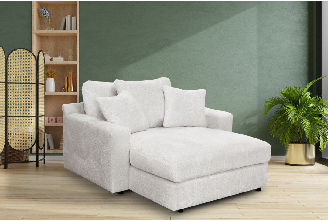 Brayden Studio Caegan Upholstered Chaise Lounge Dove Boucle 95cm H X 150cm W X 170cm L