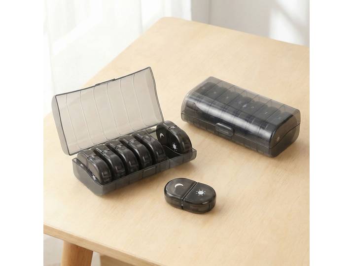 2er Set 7-Tage-Medikamentenbox mit 2 geteilten Fächern, 14,8 x 8,4 x 4,8 cm