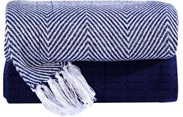 COZY TRENDS COLLECTION Cozy Cotton Elegance: Handmade 50''x60'' Throw Blankets (Set of 2) with Tassels