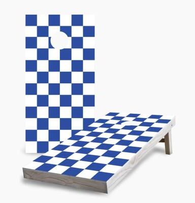 Skip's Garage Royal Checkered Cornhole Boards