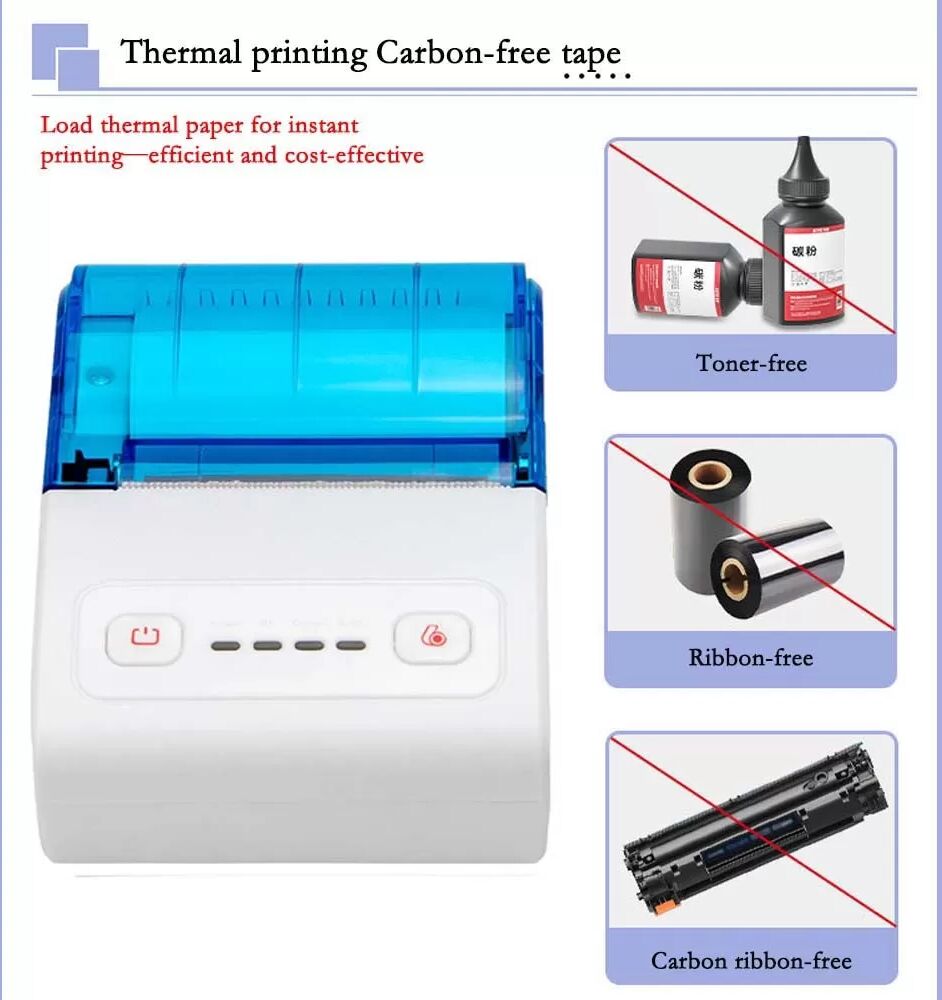 INF 58mm Thermobondrucker USB + Bluetooth - Tragbare POS-Drucklösung Blau + Weiß