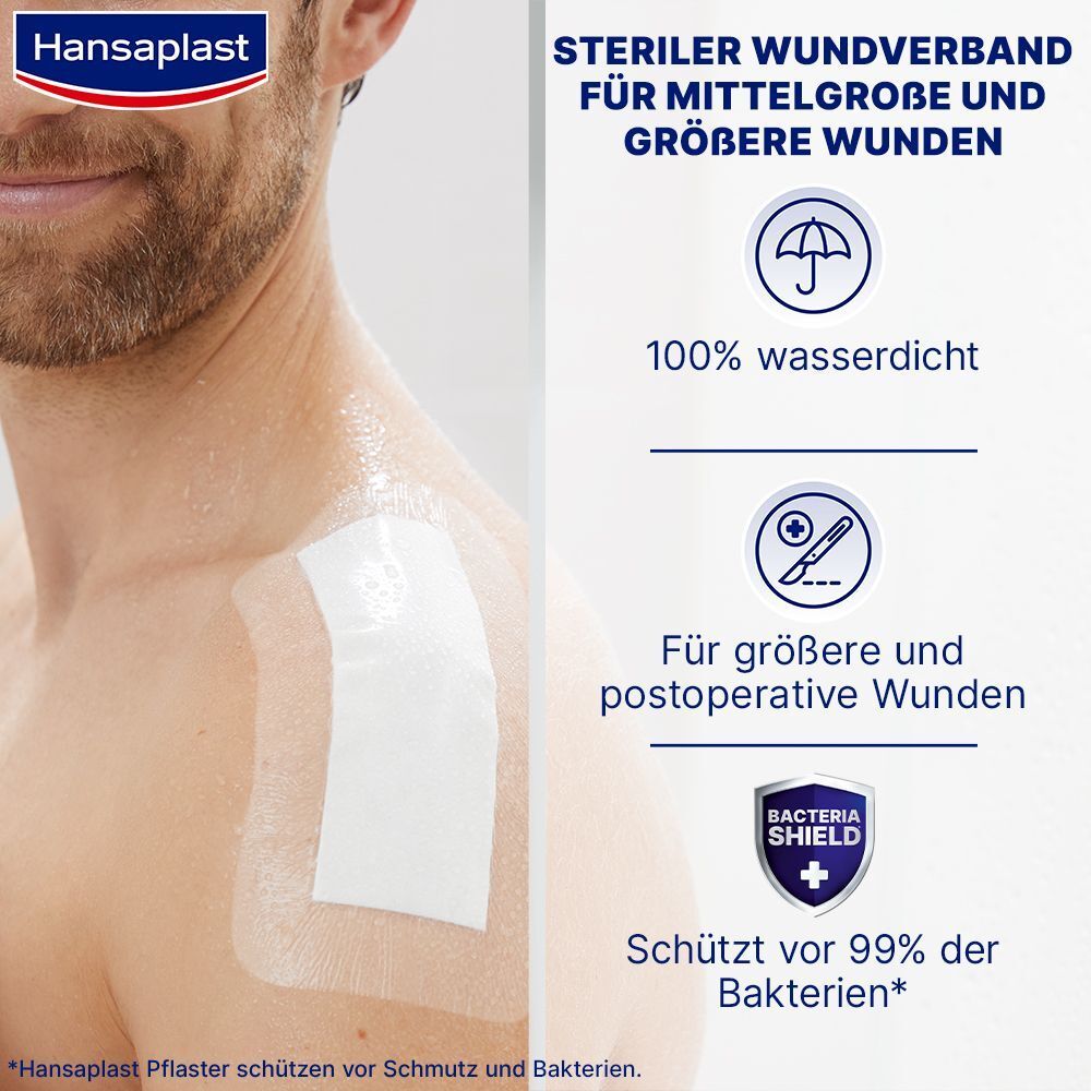 Hansaplast Aqua Protect Wundverb.steril 10x20 cm 2x 2x5 St Pflaster