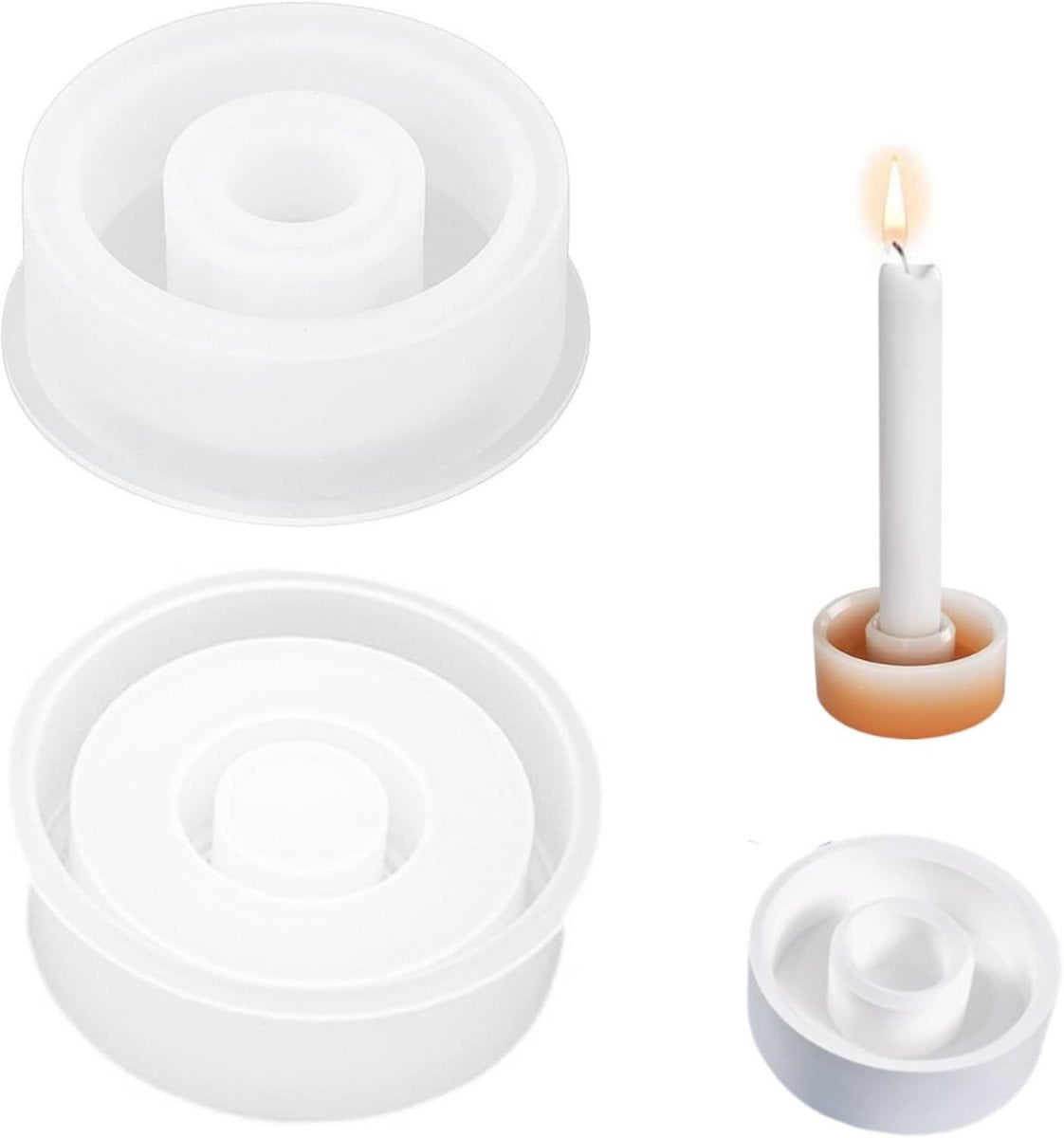 Set van 2 Ronde Silicone Kaarsenhouder Mallen voor Creatieve Tealight Decoratie