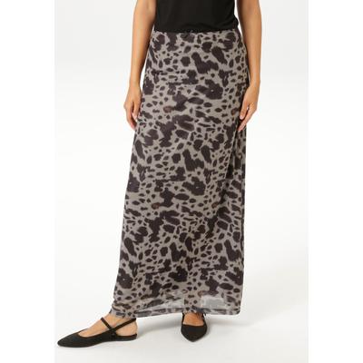 Maxirock ANISTON CASUAL, Damen, Gr. 36, taupe, braun, hellbraun, Netz, Obermaterial: 95% Polyester, 5% Elasthan. Futter: 100% Polyester, bedruckt, gemustert, figurbetont knöchelfrei, Röcke Maxirock, im extravaganten Flecken-Dessin