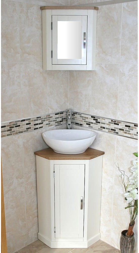Three Posts Lewiston Free-standing Corner Vanity White 390mm W