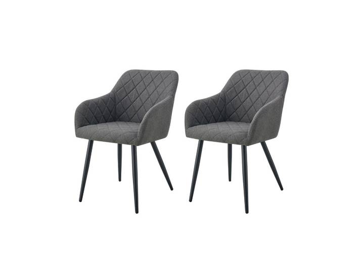 Homes & Jones Stuhl 2er Set Oslo Stühle in Anthrazit - gemütliches Design - Top Qualität B/H/T: 56x83x60 cm, 60x83x56 cm, Esszimmer, Stühle, Armlehnstühle