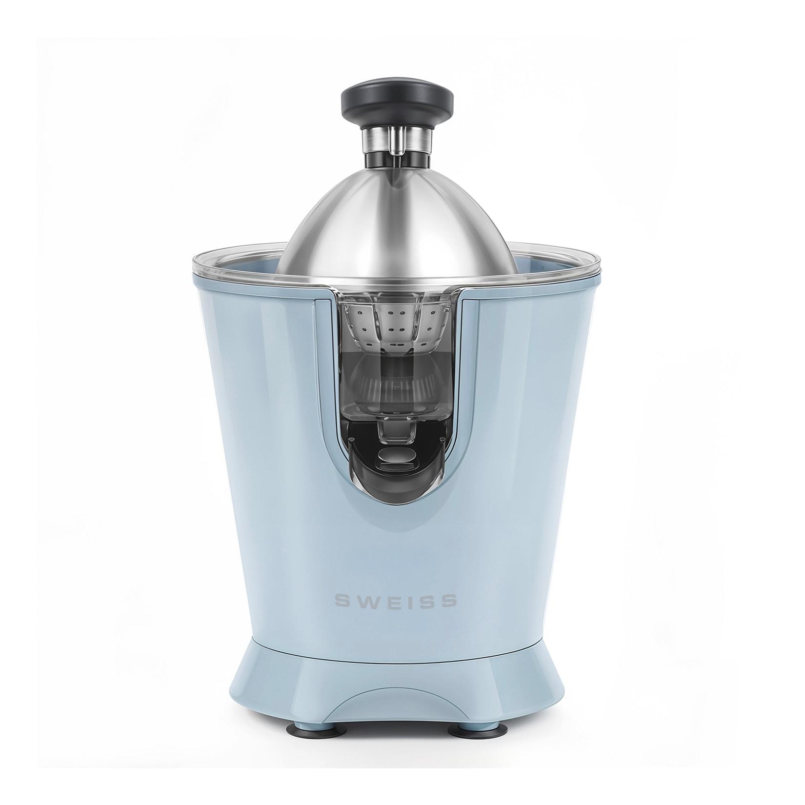 Elektrische Zitruspresse ZEST6, tropffreier Ausgießer, leistungsstarker Gelenkarm, 160 W, Blau
