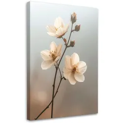 BILD auf Leinwand, Beige Blumen Zweig Botanik