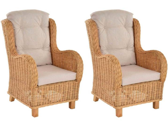 Krines Home Loungesessel Set/2 Lesesessel Birmingham Rattansessel Rattanmöbel Set Sessel Rattan