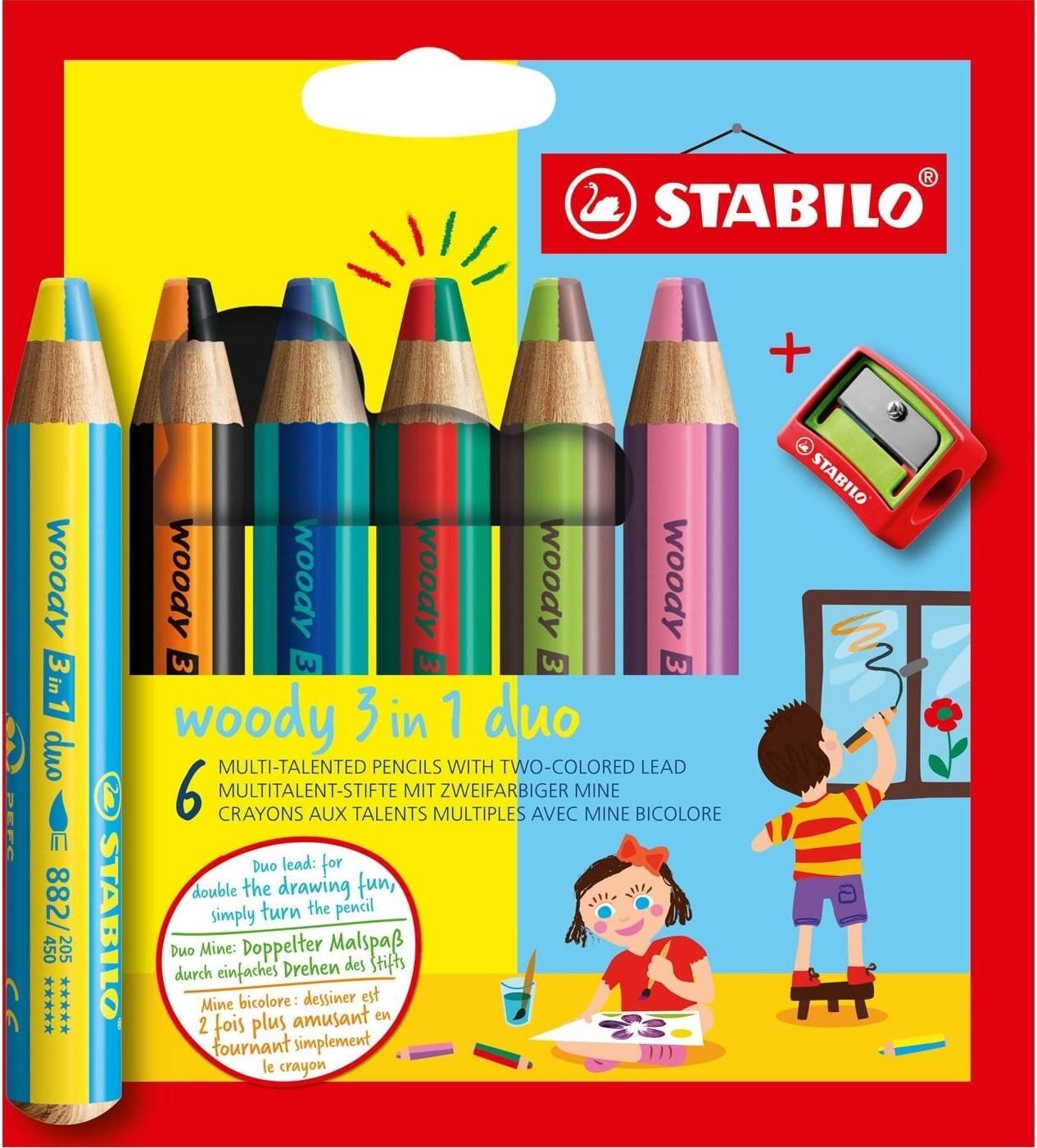 Schreibgeräteetui STABILO "Woody 3 in 1", bunt, Schreibgeräteetuis, Schreibgeräteetui bunt Einheitsgröße