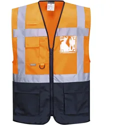 Warnweste Executive "WARSCHAU" Kl. 1 - M - orange/marine