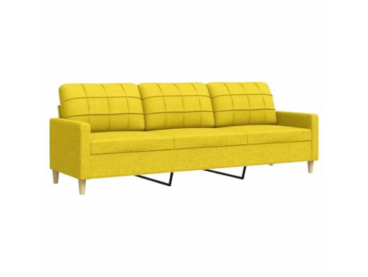GHVBNMF 3-Sitzer Sofa Hellgelb 226 cm Modern Couch Stoff Bequeme Polstercouch mit leichtem Metallgestell für Wohnzimmer und Gästezimmer, gelbe 3er Sitzgruppe zum Entspannen.