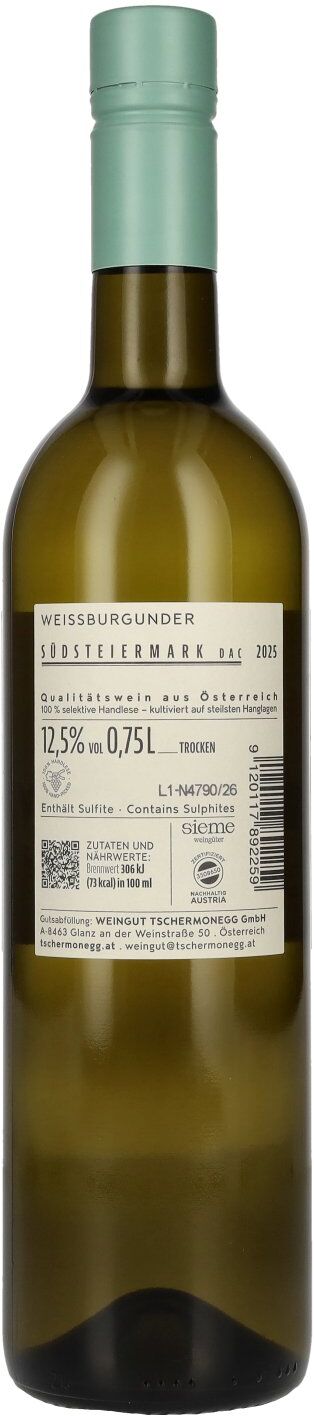 Weingut Tschermonegg Tschermonegg Weissburgunder Südsteiermark DAC 2025 12,5% Vol. 0,75l