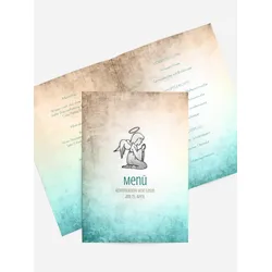 Kommunion Menükarten selbst gestalten mit Spruch und Fotos im Onlinedesigner bei Meine-Kartenmanufaktur.de