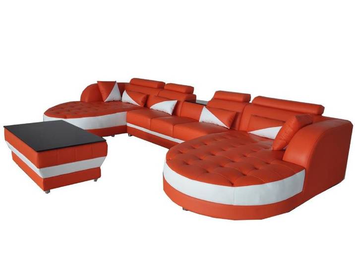 Xlmoebel Wohnlandschaft Moderne U-Form Wohnlandschaft aus Leder in elegantem Design, Wohnlandschaft, Hergestellt in Europa