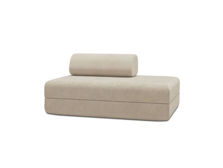 Canapé convertible et modulable 2 places en velours beige