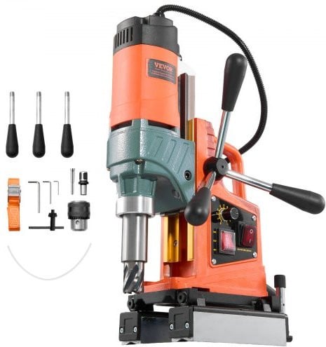 VEVOR Magnetische Boormachine 1400W, Oranje, 0-850 RPM, Elektrische Kernboor voor Metalen Oppervlakken