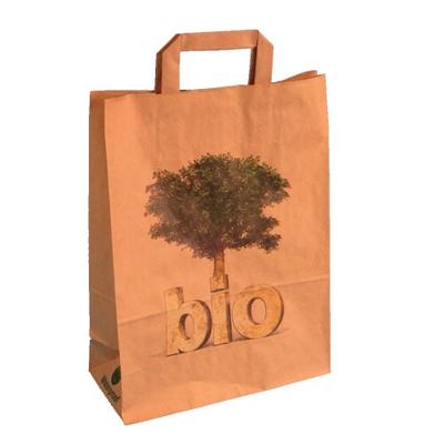 Pack4Food24 250 Papiertragetaschen Papiertüten 26+12x35cm braun "Bio" nassfest 80g/m²