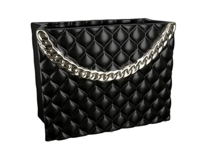 GILDE Vase Paris Keramik schwarz Handtaschenform Höhe 25,5 cm Dekoration Wohnaccessoire Geschenkidee Inneneinrichtung