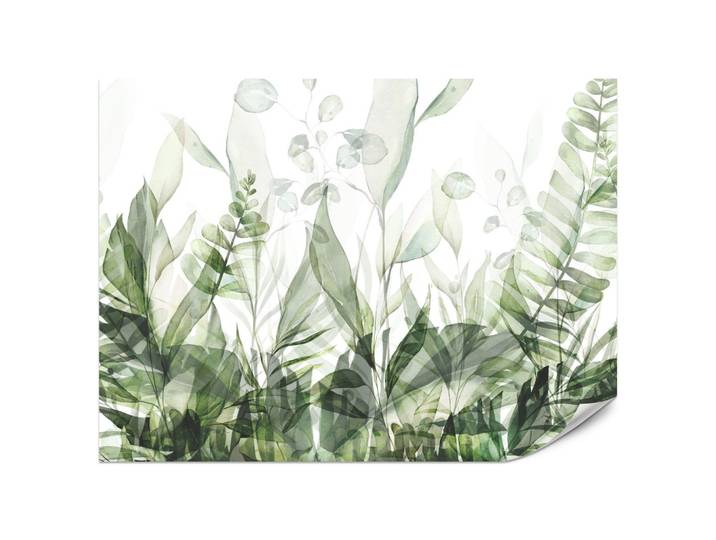 FOTOTAPETE für Schlafzimmer Aquarell Tropische Grüne Blätter Exotisch Blätter 200x140