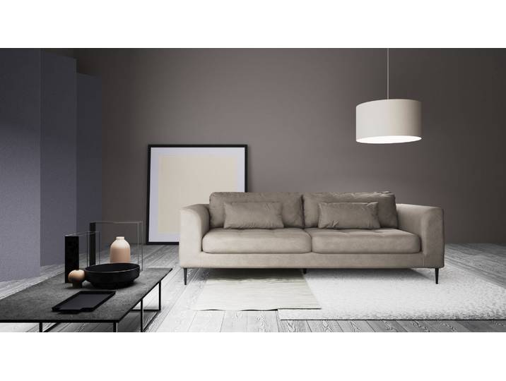 3-Sitzer TRENDMANUFAKTUR Luzi, gemütlich elegant, tolle Detailverarbeitung, Steppung im Sitz , grau (cloud gray), B:220cm H:80cm T:99cm, 100% Polyester, Sofas, 3-Sitzer, inklusive Nierenkissen