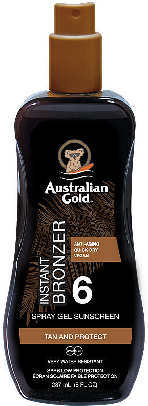 Australian Gold Sunscreen SPF6 spray gel with instant bronzer 237 ml