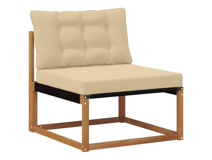 KTHLBRH Sofa-Set für den Außenbereich, 6-Sitzer, Natur, Beige Massives Akazienholz, modulares Design, wetterfest, 110 kg pro Stuhl