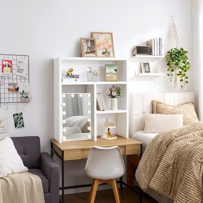 DormCo Yak About It® Honeycomb Thick - White Desk Bookshelf Hutch