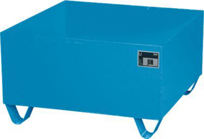 Stahl-Auffangwanne ohne Gitterrost, 800 x 800 mm, blau RAL 5012