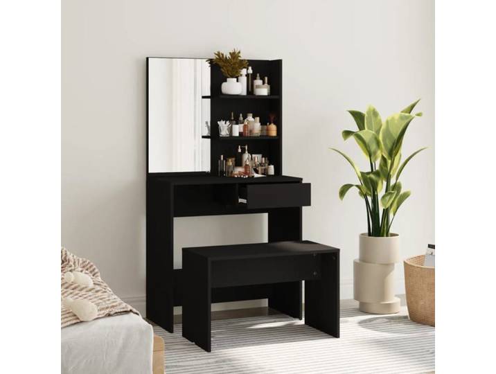 NEW 2026  Ensemble de coiffeuse Moderne 1 PERSONNE noir 74 5x40x141 cm L4336