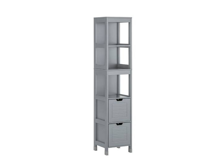Meuble colonne effet bois gris