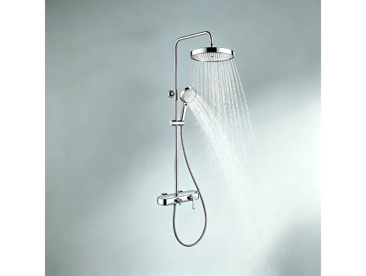 Ensemble de douche mural à trois fonctions pour salle de bain, avec robinet de douche mural, système de douche en laiton pressurisé à effet pluie