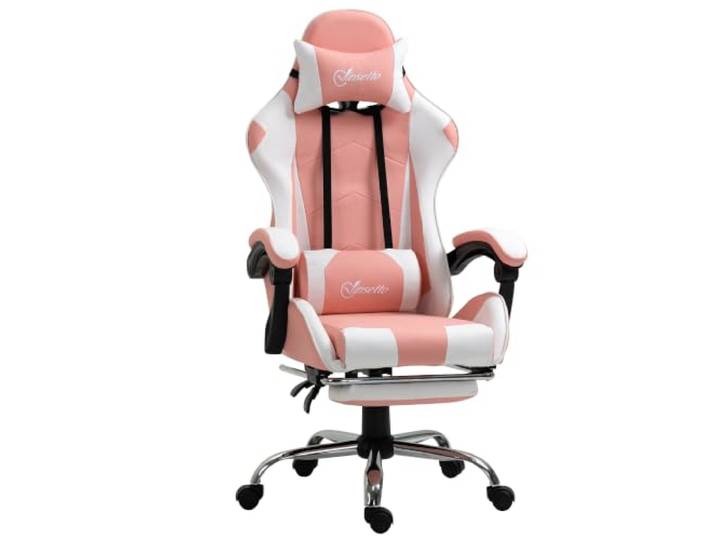 Vinsetto Gaming Stuhl Ergonomischer Bürostuhl mit Kopfstütze Rosa