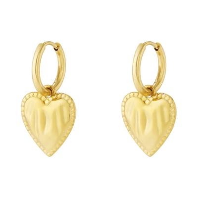 Paar Ohrhänger ADELIA´S "Ohrringe Ohrhänger mit Herzanhänger aus Edelstahl", Damen, Gr. Damen, Edelstahl, gold (goldfarben), Ohrringe, Stylischer Modeschmuck mit Herzanhänger