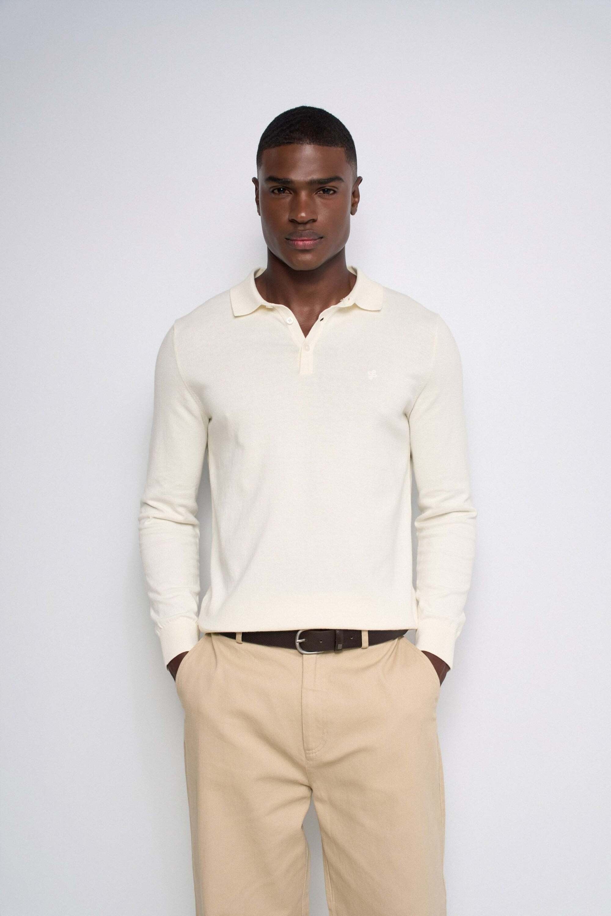 Strickpullover SALSA JEANS "Salsa Jeans Pullover Knitted Polo", Herren, Gr. XL, beige (ecru), Pullover Strickpullover ecru XL