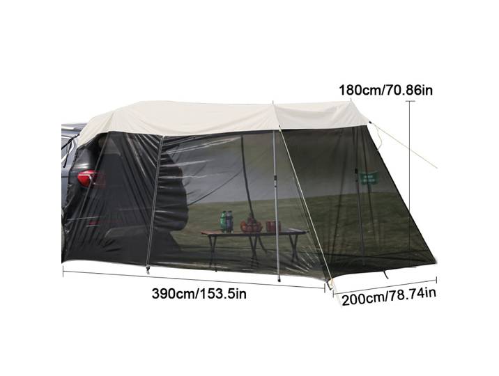 Tente de camping pour voiture, auvent de protection solaire anti-moustiques pour SUV, tente de toit latérale pour coffre de voiture