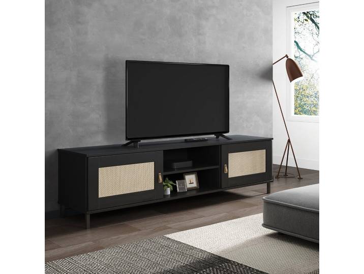 TV Board 158x47cm 'Seattle' Kiefer massiv schwarz