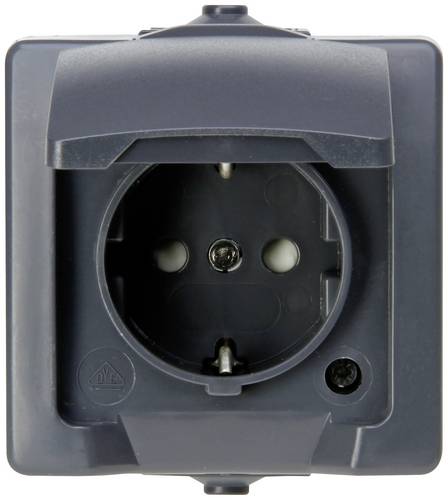 Kopp 107815006 Feuchtraum-Schalterprogramm Steckdose mit Klappdeckel Nautic Anthrazit 1 St.