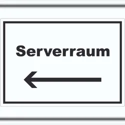 HB-Druck Serverraum Aufkleber mit Text und Richtungspfeil links Computer IT PC waagerecht A4 (210x297mm)