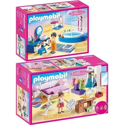 PLAYMOBIL® 70208, 70211 Dollhouse 2er Set Schlafzimmer + Badezimmer
