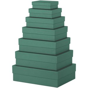Rössler-Papier Geschenkbox Boxline Metallic opal, grün, Set mit 7 verschiedenen Größen, Karton, eckig, 7-teilig
