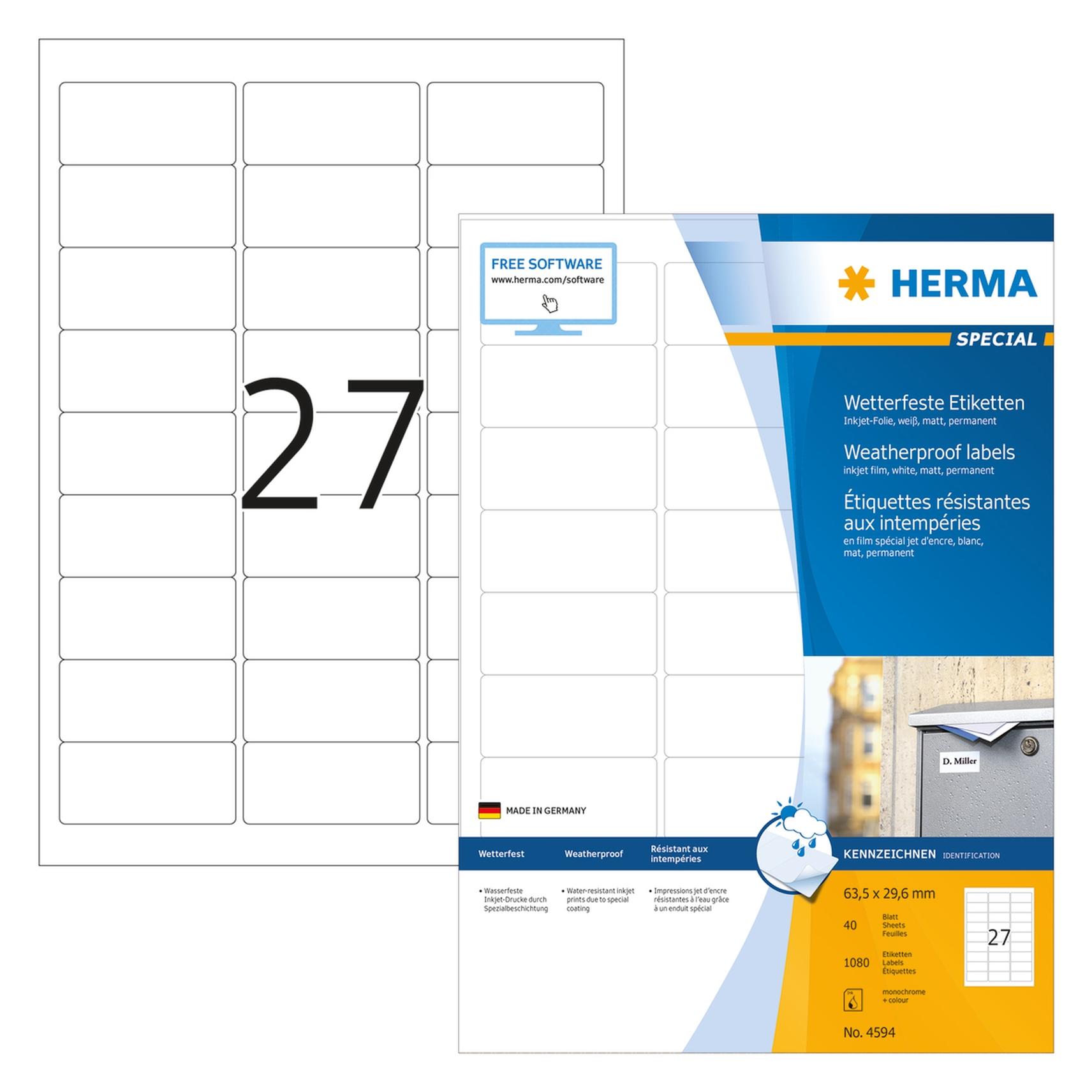 Herma Wetterfeste Inkjet Etiketten A4 (4594)
